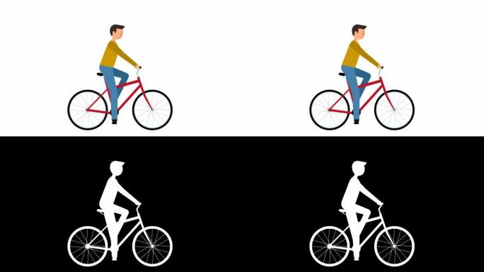简笔画象形画男子骑自行车人物平面动画