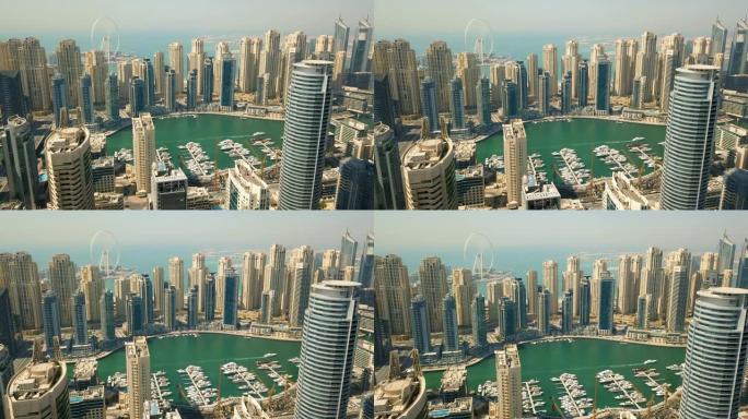 迪拜码头区鸟瞰图港口景观海港风光海滨景色