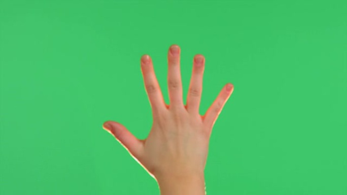 触摸屏手按手势，在绿色屏幕上发光