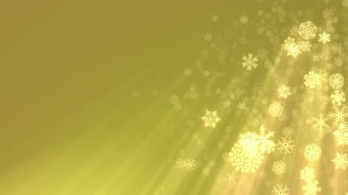 圣诞雪花落在金色背景上，可循环。高清，NTSC