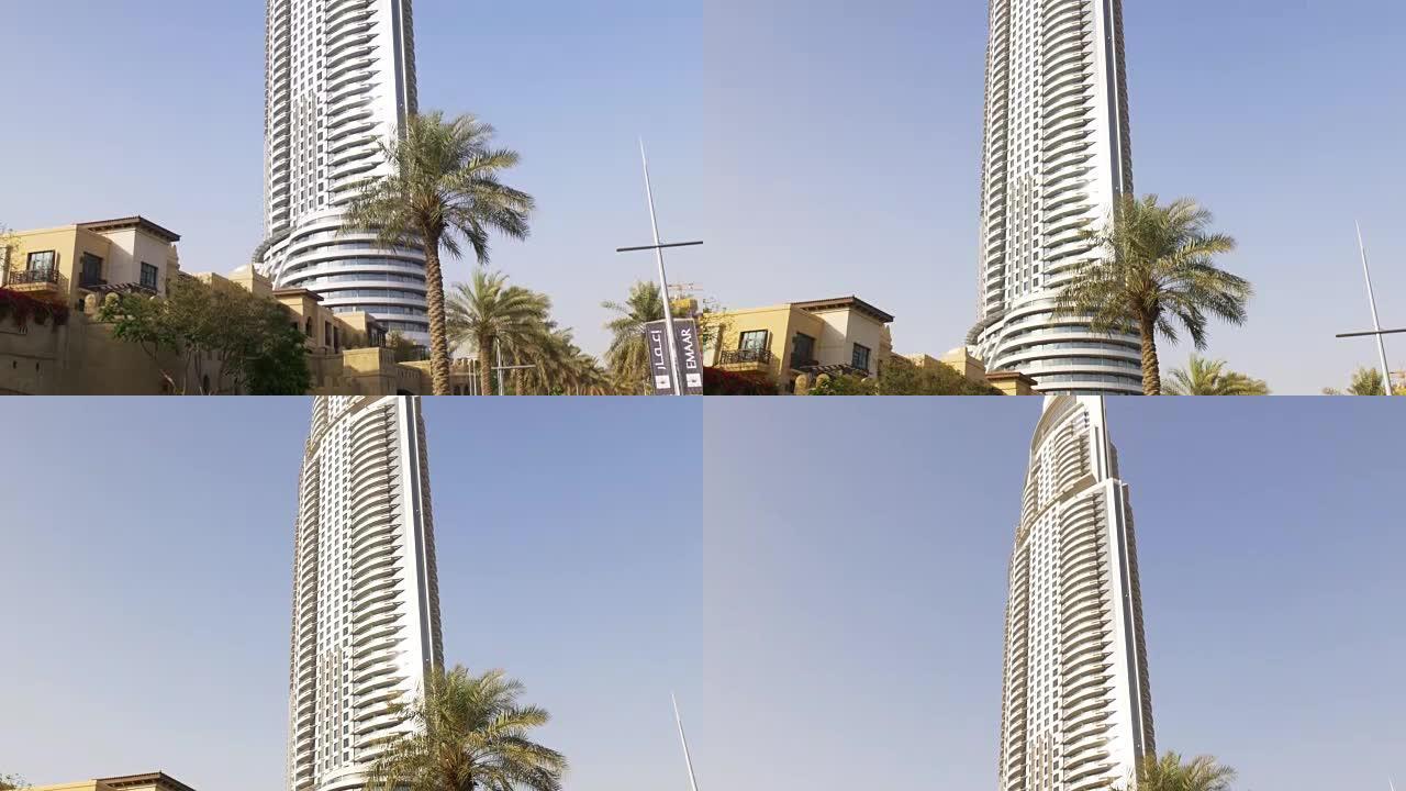夏季日落灯著名迪拜酒店4k阿联酋