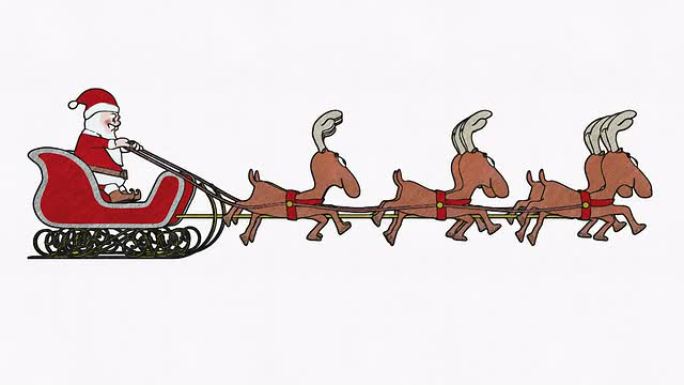 卡通圣诞老人和迪尔跑步