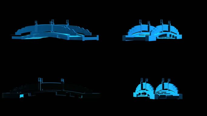 中式桥梁全息蓝色科技通道素材