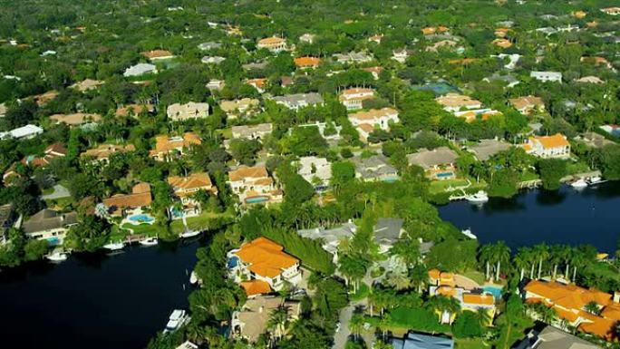 鸟瞰图住宅椰子林南迈阿密