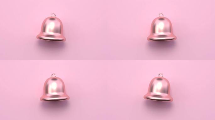 最小抽象运动动画金属玫瑰金形状3d渲染粉色场景平躺树圣诞假期概念