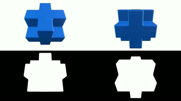 蓝色内克立方体。3d十字标志设计，麦田怪圈，神圣几何