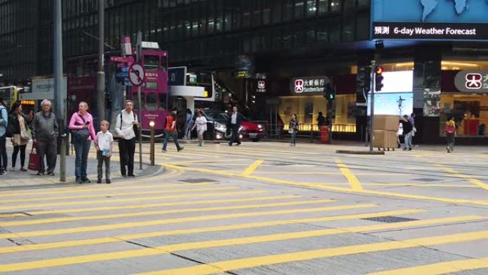 香港德辅道中区繁忙街道慢动作