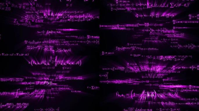 紫色数学方程飞过可循环的全高清