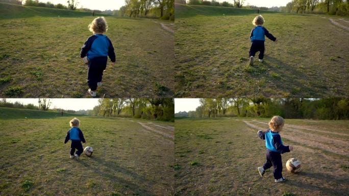 玩足球的男婴