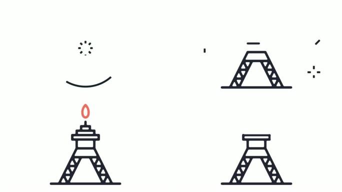 石油钻机线图标动画与阿尔法