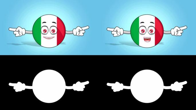 卡通图标旗意大利双面指针说话与阿尔法哑光的脸部动画