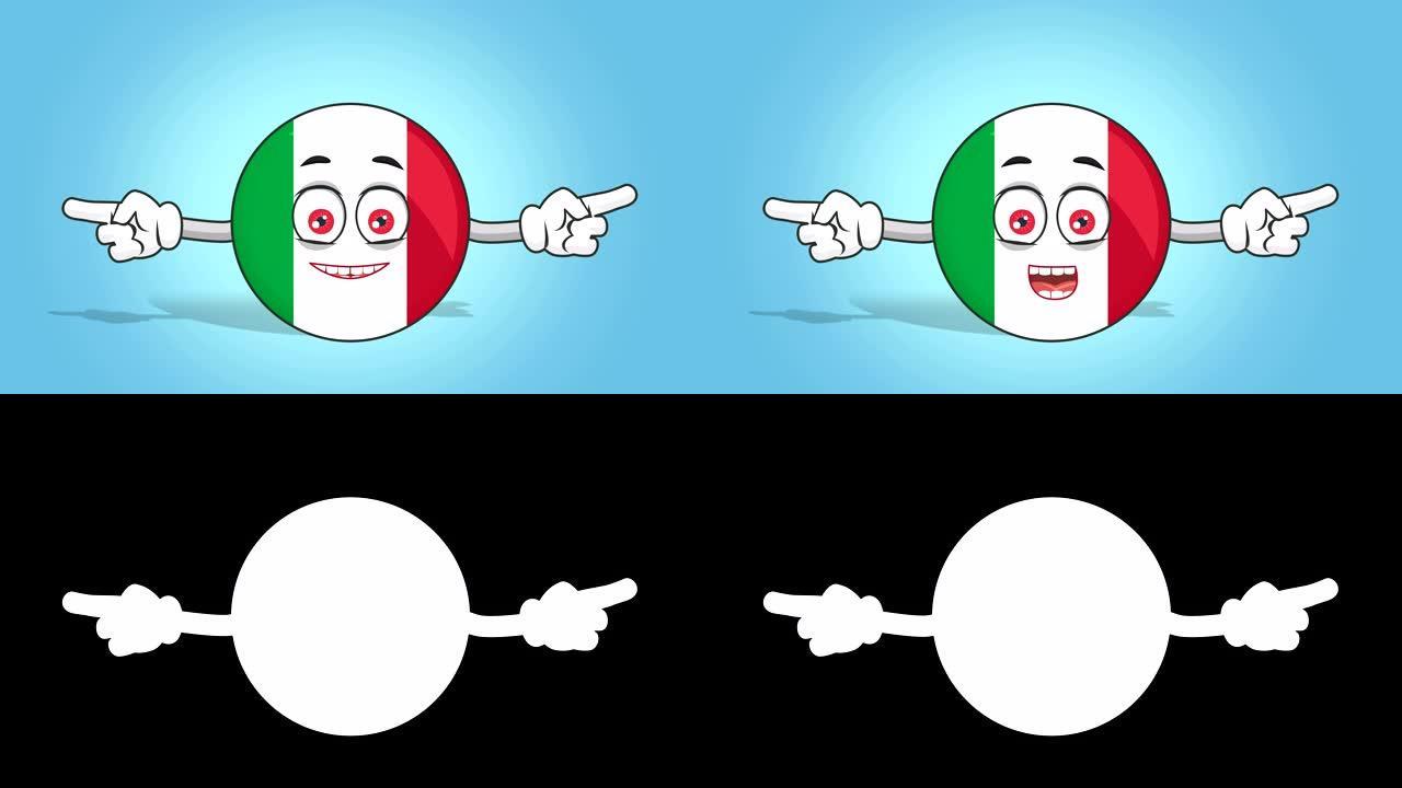 卡通图标旗意大利双面指针说话与阿尔法哑光的脸部动画