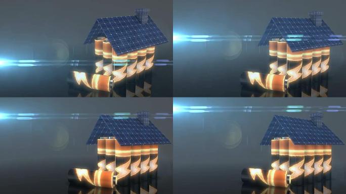 光伏电池太阳能电池板绿色可再生能源存储未来3d渲染