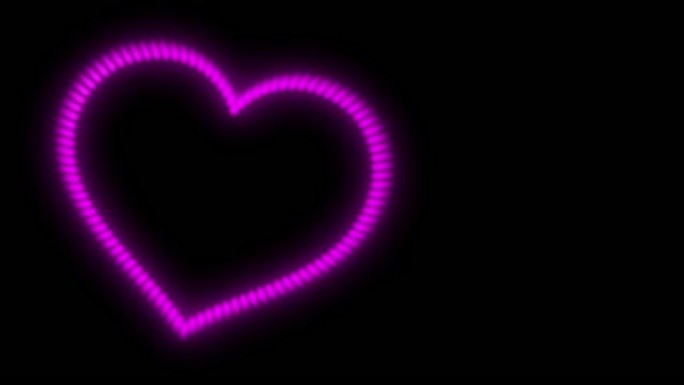 脉动的心，黑色背景上的粉红色霓虹灯