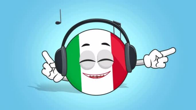 卡通图标旗意大利音乐与阿尔法马特面部动画