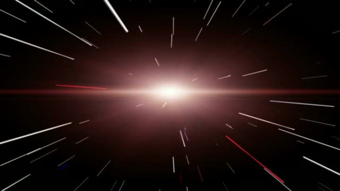 星光灿烂的发光灯在超空间中飞行极快的光速，直到太空隧道的尽头-用于背景光快速概念。