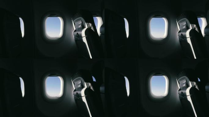 飞机窗户和乘客座椅