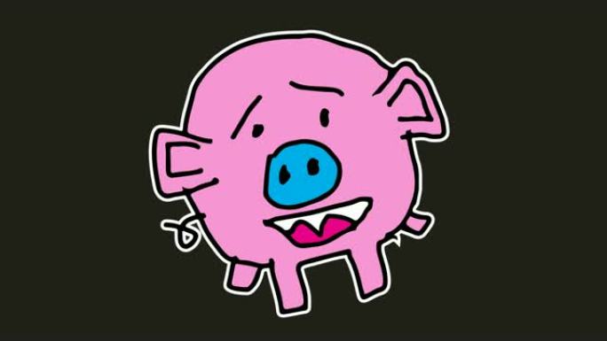 儿童画以猪为主题的黑色背景