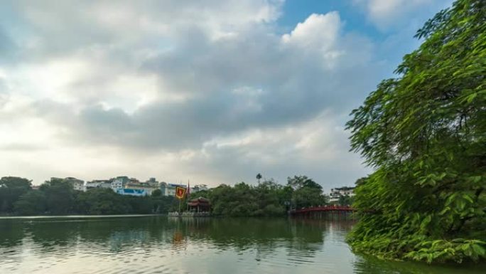 越南河内还剑湖的Ngoc Son寺，延时视频