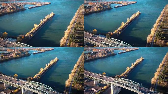 蒙特利尔雅克-卡地亚大桥的航拍画面