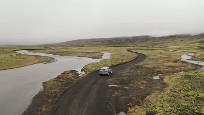航拍四驱车在冰岛