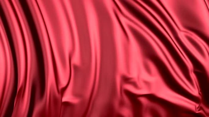 红布或红色丝绸织物在缓慢的风中挥舞