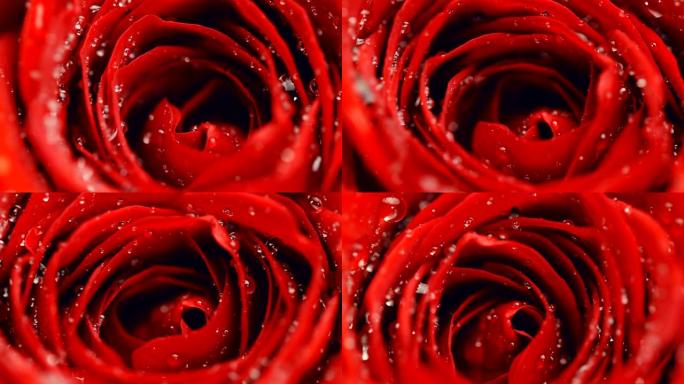 Macro用水滴拍摄红玫瑰。