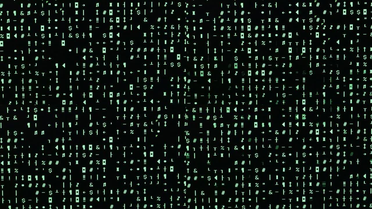 计算机显示器上绿色字符的随机序列