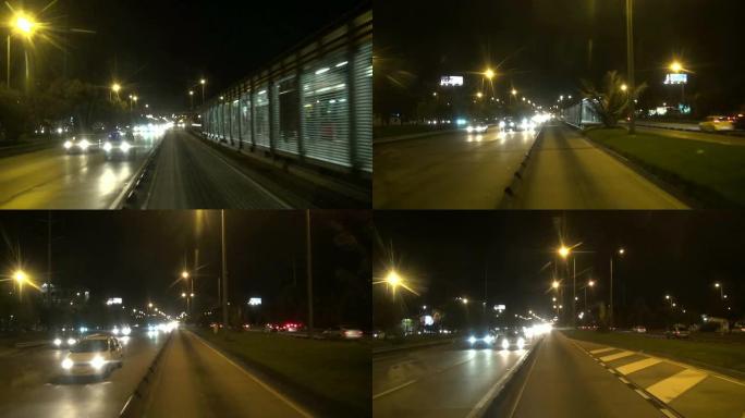 公共汽车，公共交通，晚上，晚上