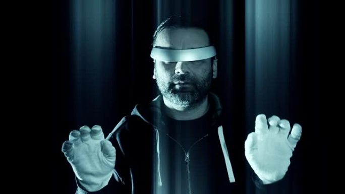 未来派黑客黑客概念，虚拟现实眼镜