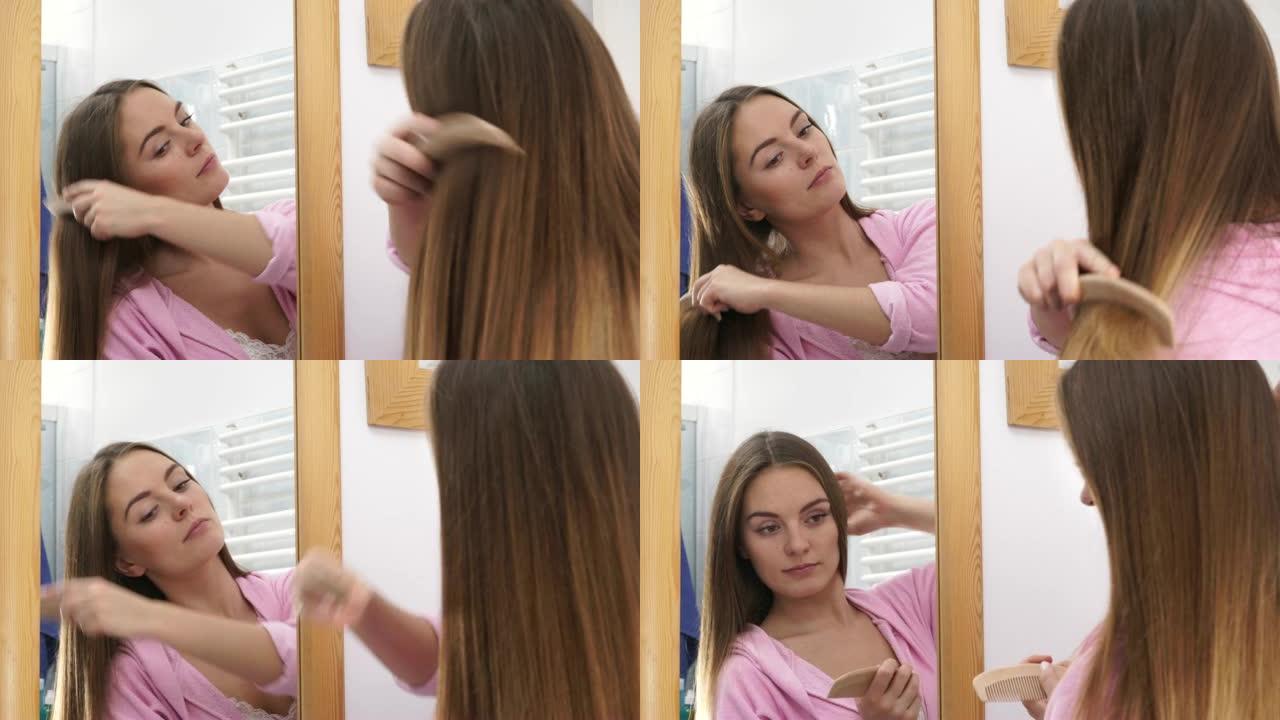 女人在浴室4k梳理长发