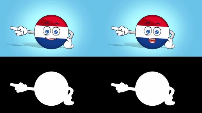 卡通图标旗荷兰荷兰右指针用阿尔法哑光面部动画说话