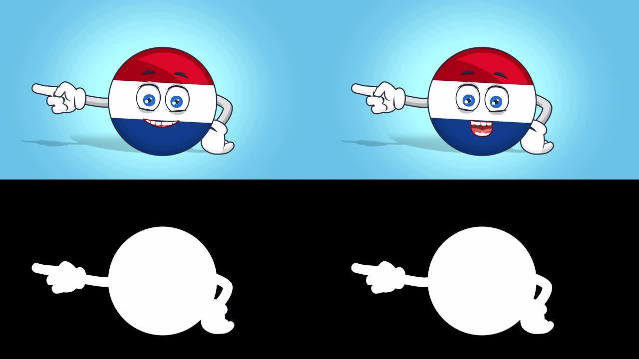 卡通图标旗荷兰荷兰右指针用阿尔法哑光面部动画说话