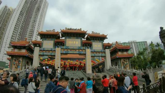 黄大仙庙香港旅游业游人如织祈福祝愿