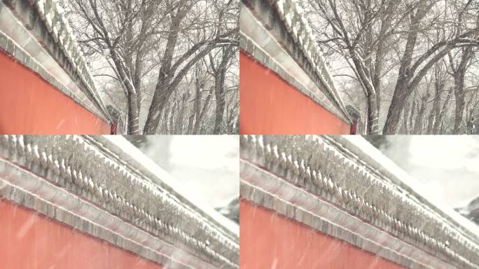 红墙青瓦大雪飘洒