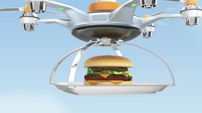 Air drone为汉堡包提供快餐外卖概念