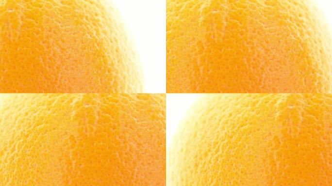 带有橙色水果细节的极端特写-可见毛孔的平底锅橙皮