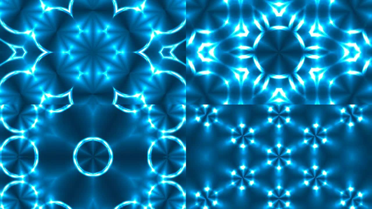 抽象蓝色分形灯，3d渲染背景，计算机生成背景
