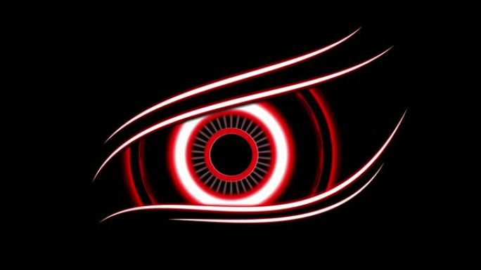 红眼技术黑色背景上的运动图形旋转