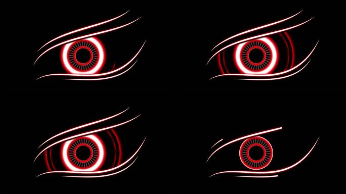红眼技术黑色背景上的运动图形旋转