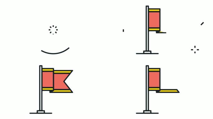 边界巡逻旗与Alpha图标的直线动画