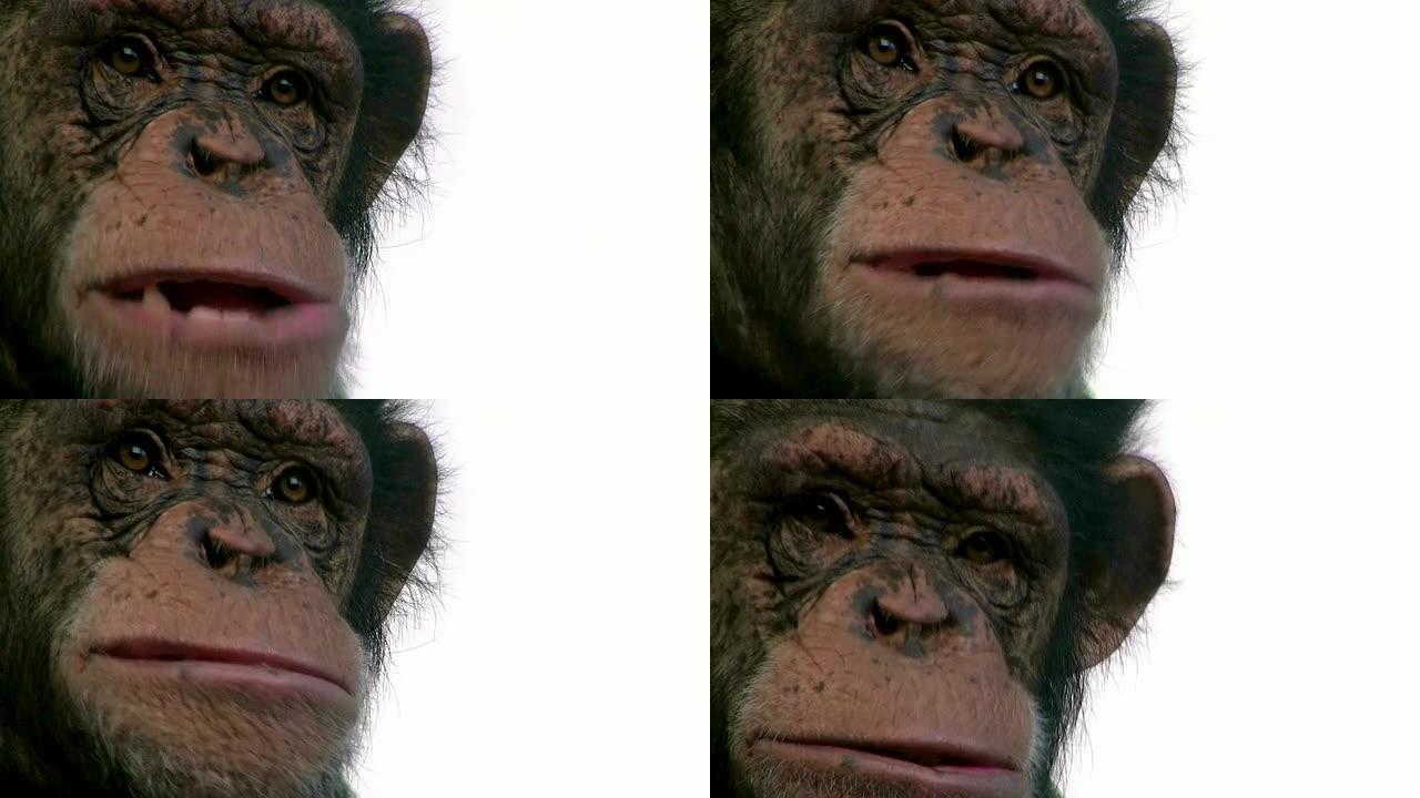 黑猩猩在镜头前咀嚼