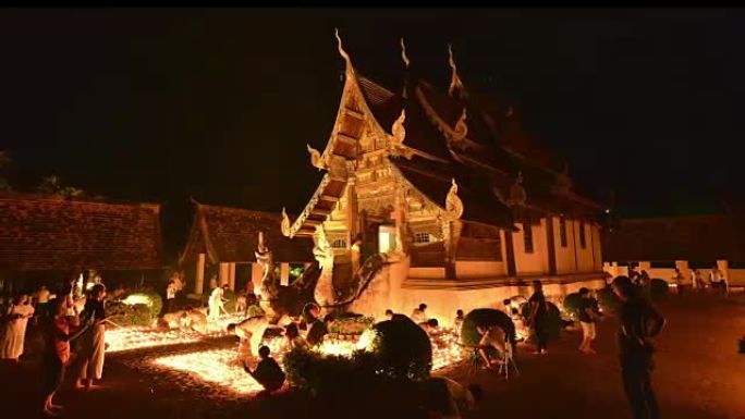 4k，timelapse，tonkwen Temple，清迈，泰国-2017年5月: 人们在Visa