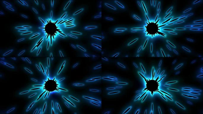 抽象黑色发光粒子 -- 环蓝色