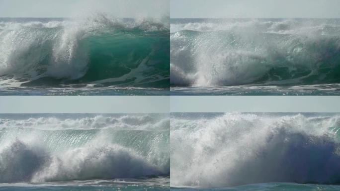 海洋海浪巨浪滔天升格卷起浪花蓝色缓慢