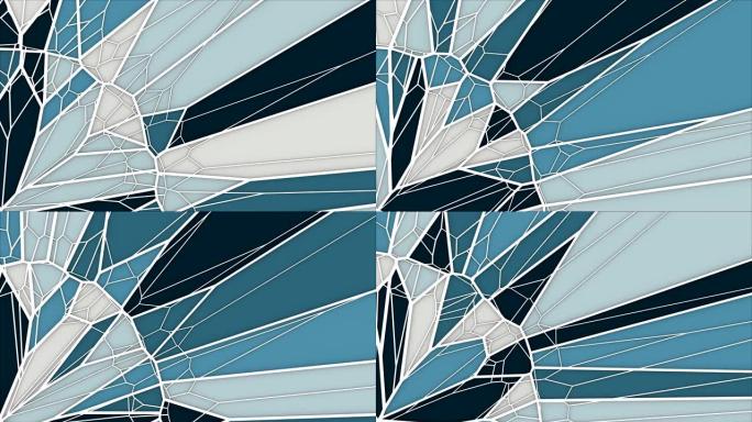 抽象几何运动图形背景。计算机生成的循环动画。蓝色三角形图案。3d渲染。4k UHD