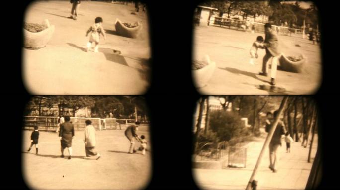 60年代的8毫米镜头-与爸爸一起在公园散步