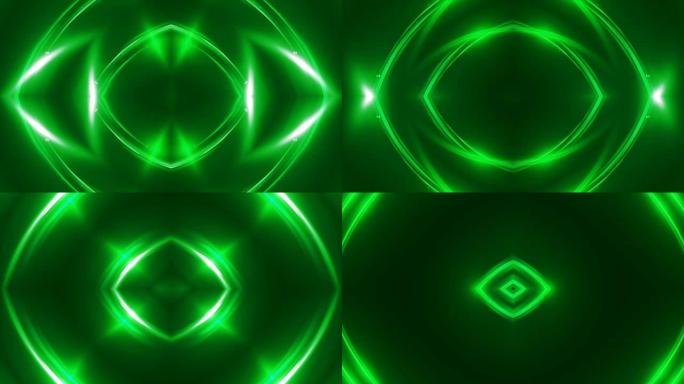 抽象绿色分形灯，3d渲染背景，计算机生成