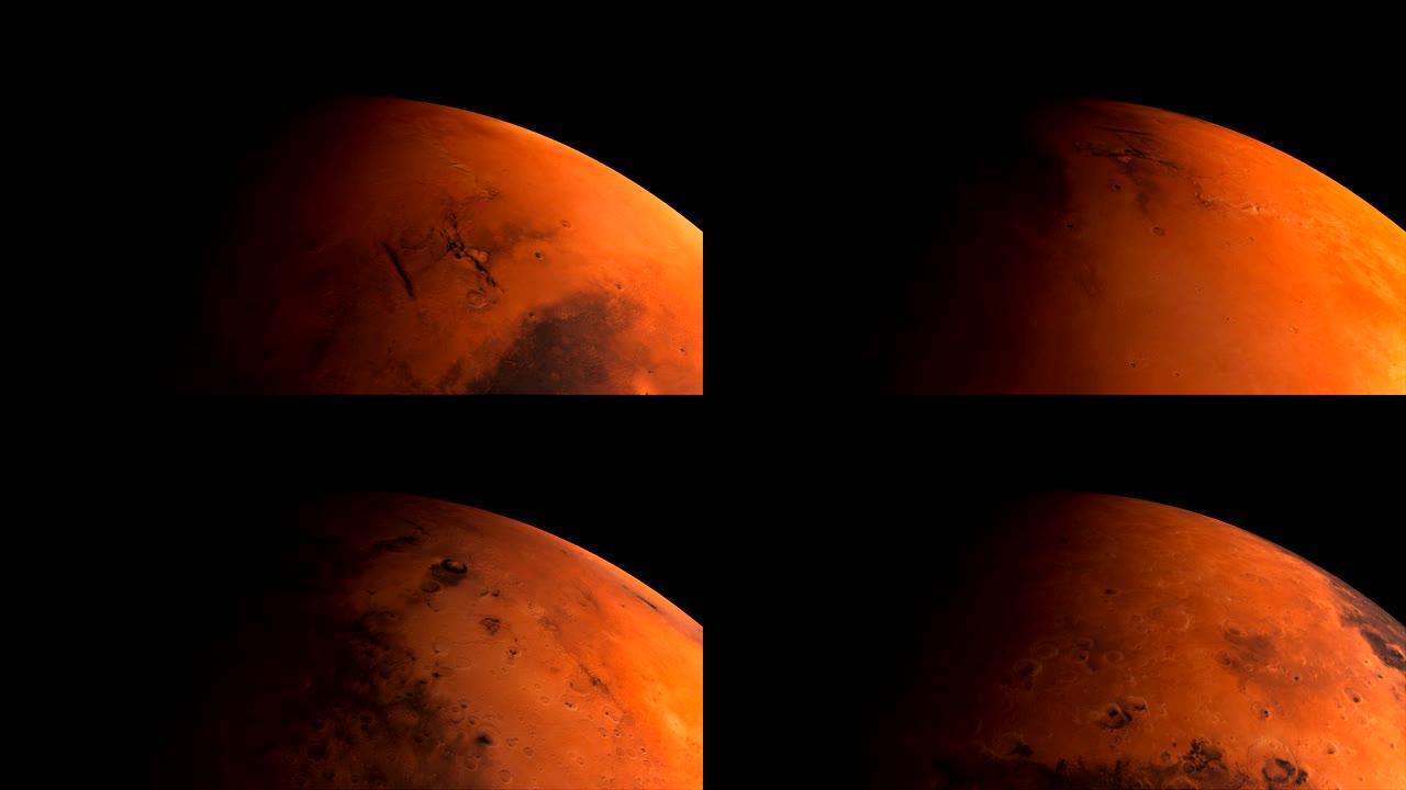 火星在太阳系的宇宙部分的黑暗中，3d空间渲染，计算机生成