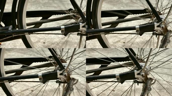 多莉拍摄特写复古风格自行车后轮